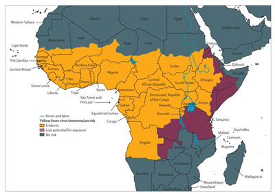 CDC Yellow Fever Map Africa