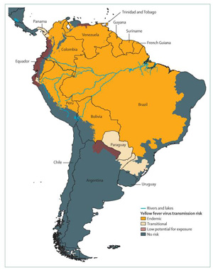 CDC Yellow Fever Map South America