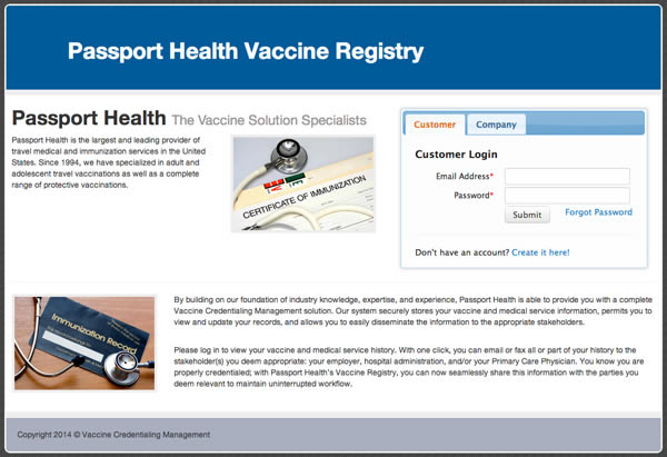 Passport Health Vaccine Registry