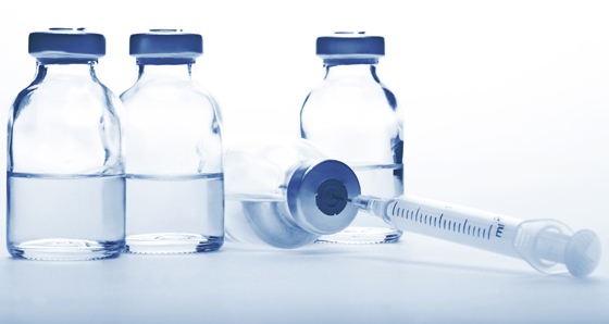 Vaccine Vials with Syringe and Needle