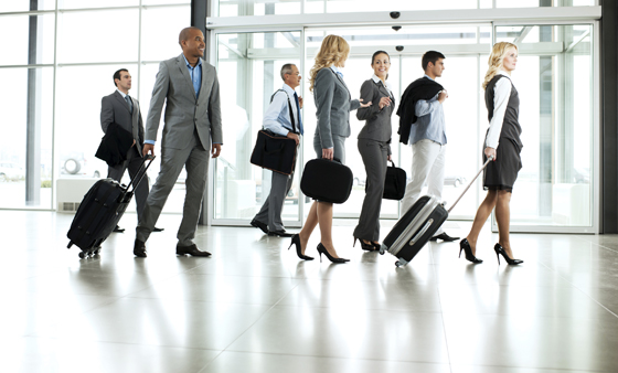 business travelers in airport