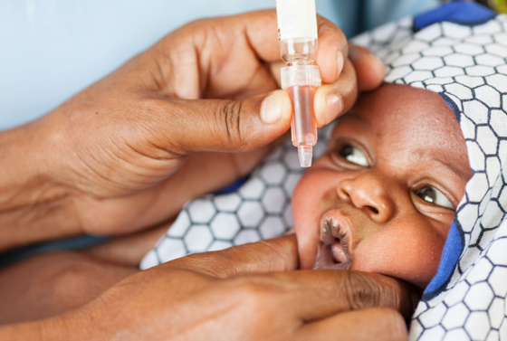 baby receiving polio vaccine