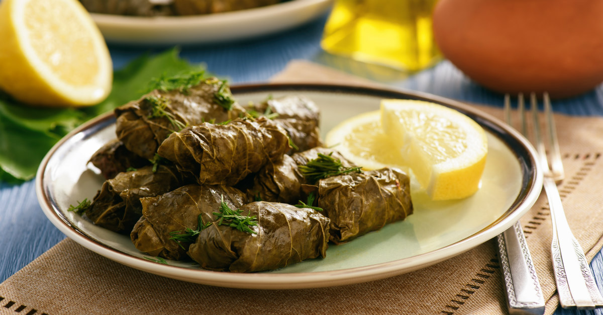 Vines or grape leaves wrapped around meat and rice create this versatile dish.