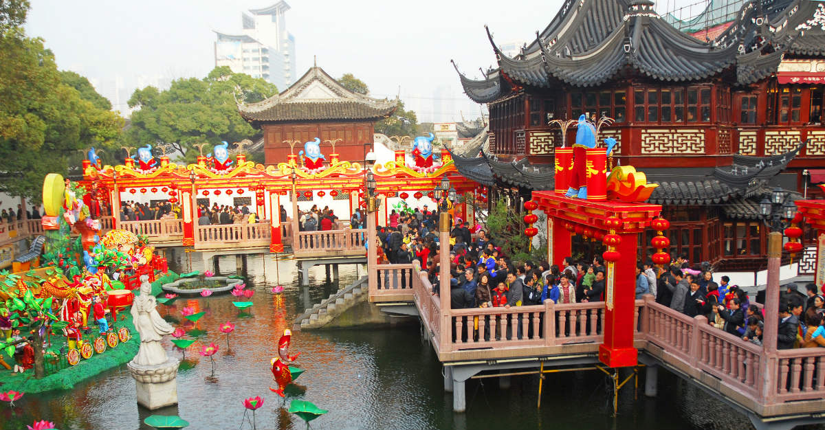 China's biggest city enjoys the celebration at Longua Temple during the new year.