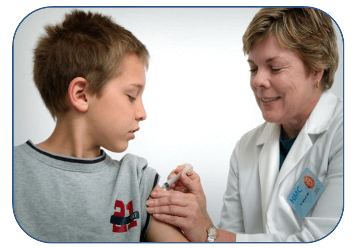 Boy getting a vaccination
