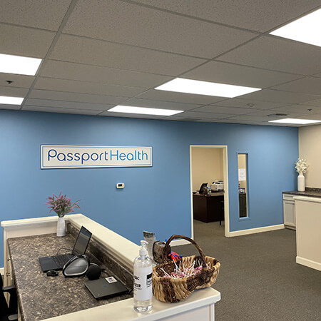 Passport Health Marlton Travel Clinic offers a relaxing lobby for before your travel consultation.